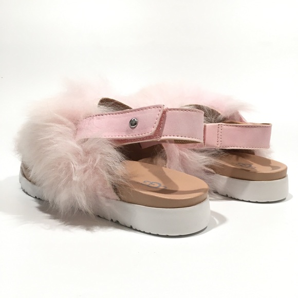 UGG HOLLY FURRY SANDALS -SEASHELL PINK SHEEPSKIN -BIG KIDS US 4 -NEW - Picture 5 of 7